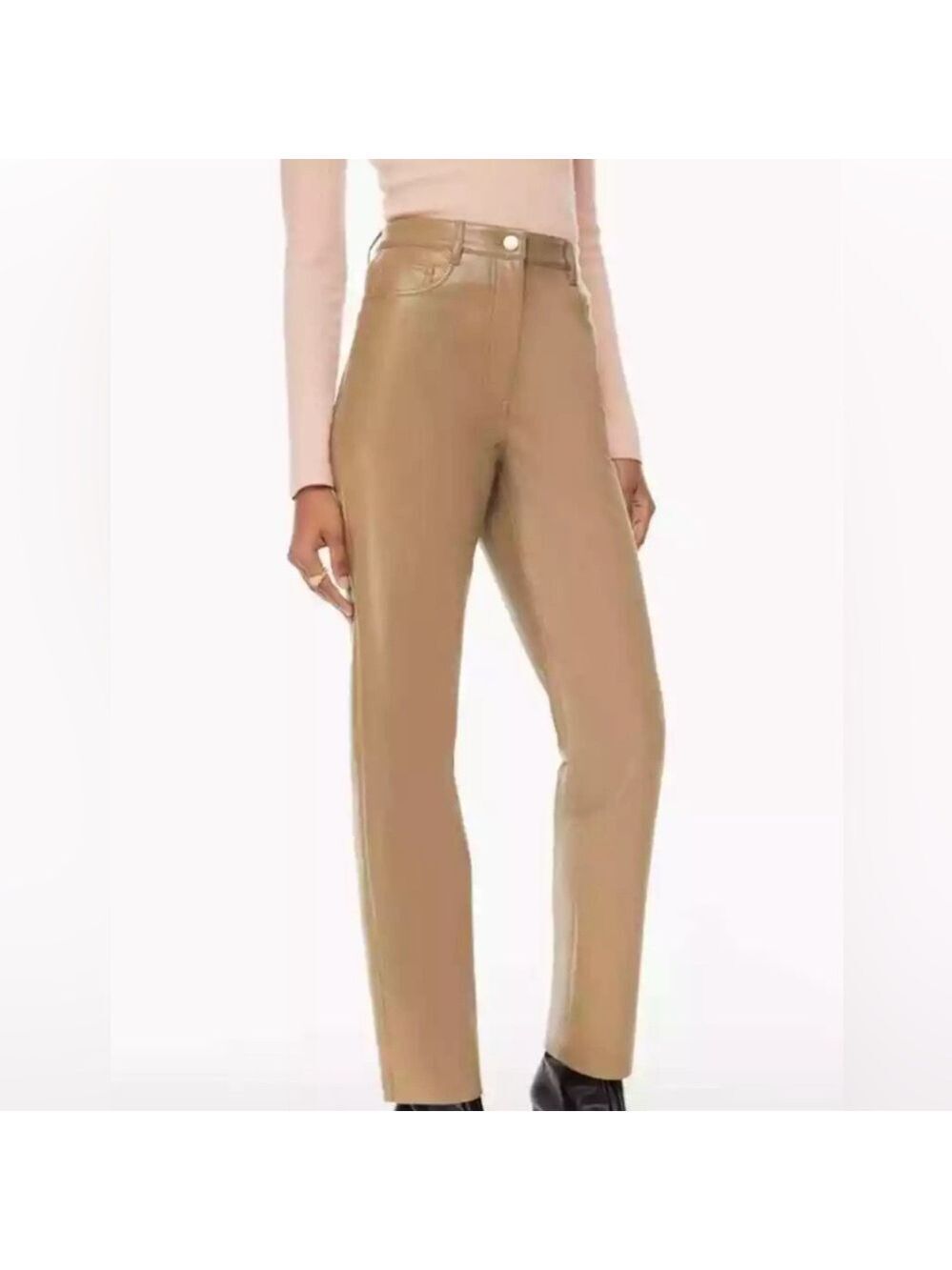 Wilfred the Melina Aritzia nude vegan leather kick flare high waist pants 00